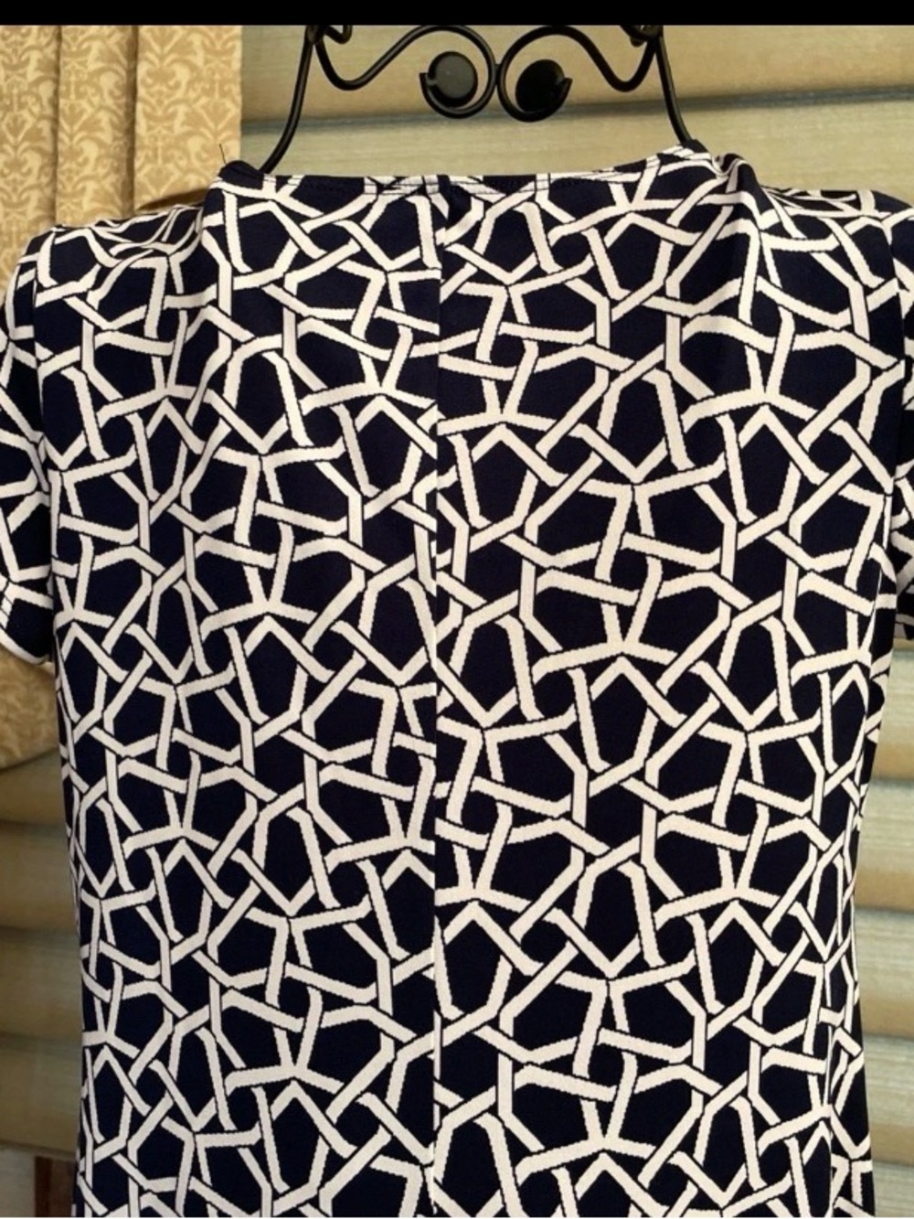 MSK Short Sleeve Stretch Black/White Geometric Print Dress - Picture 6 of 8